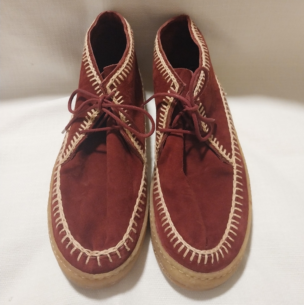 Laidback London Anthropologie Burgundy Suede Shenje Chukka Shoe
